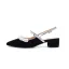 Chic / Belle Noire Rendez-vous Perle Sandales Femme 2020 Cuir 3 cm Talon Bas À Bout Pointu Sandales