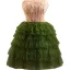 Chic / Beautiful Green Pearl Sequins Short Cascading Ruffles Prom Dresses 2024 A-Line / Princess Strapless Sleeveless Backless Prom Formal Dresses