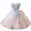 Sexy Sky Blue Beading Pearl Sequins Party Dresses 2025 Ball Gown Strapless Sleeveless Backless Floor-Length / Long Cocktail Party Evening Party Formal Dresses