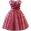 Sexy Fushia Faux Diamant Appliques Courte Robe De Fête 2025 Bustier Sans Manches Dos Nu Soirée Robe De Ceremonie