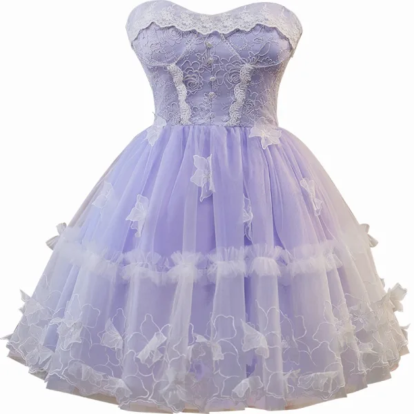 Sexy Lavande En Dentelle Fleur Appliques Courte Robe De Fête 2025 Bustier Sans Manches Dos Nu Soirée Robe De Ceremonie