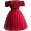 Chic / Beautiful Red Appliques Short Prom Dresses 2024 Ball Gown Off-The-Shoulder Short Sleeve Backless Prom Formal Dresses