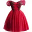 Chic / Beautiful Red Beading Short Prom Dresses 2024 Ball Gown Off-The-Shoulder Short Sleeve Backless Prom Formal Dresses