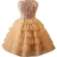 Sexy Gold Beading Sequins Cascading Ruffles Short Prom Dresses Party Dresses 2024 Ball Gown Strapless Sleeveless Backless Prom Party Dresses