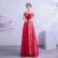 Charmant Rot Abendkleider 2020 A Linie Off Shoulder Pailletten Spitze Blumen Kurze Ärmel Rückenfreies Lange Festliche Kleider