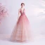 Charmant Farbverlauf Pink Ballkleider 2020 Ballkleid V-Ausschnitt Glanz Pailletten Ärmellos Rückenfreies Lange Festliche Kleider