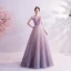 Charmant Glitter Violet Robe De Soirée 2020 Princesse V-Cou Perlage Perle En Dentelle Fleur Sans Manches Dos Nu Longue Robe De Ceremonie