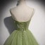 Elegant Clover Green Ruffle Prom Dresses 2020 A-Line / Princess Spaghetti Straps Pearl Sleeveless Backless Floor-Length / Long Formal Dresses