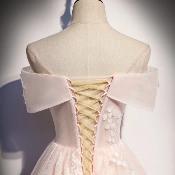 Élégant Rougissant Rose Robe De Soirée 2020 Princesse De l'épaule Perle Paillettes Appliques Sans Manches Dos Nu Longue Robe De Ceremonie
