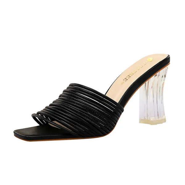 Chic / Beautiful Black Casual Womens Sandals 2020 7 cm Stiletto Heels Open / Peep Toe Sandals