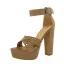Fashion Brown Street Wear Suede Womens Sandals 2020 Ankle Strap 13 cm Thick Heels Platform Open / Peep Toe Pierced Sandals