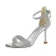 Sexy Argenté Soirée Sandales Femme 2020 Bride Cheville Faux Diamant Paillettes 8 cm Talons Aiguilles Peep Toes / Bout Ouvert Sandales