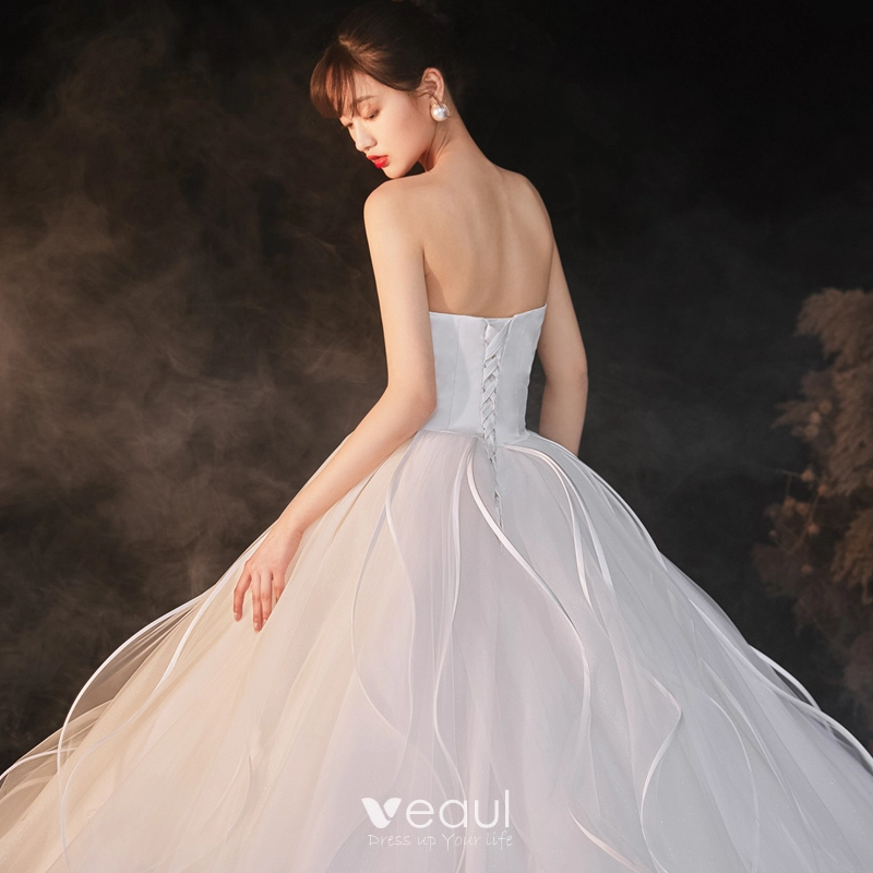 Vestido De Novia Plisado Superior Champán Azazie Milton Vestido De