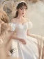 Luxury / Gorgeous Ivory Wedding Dresses 2020 Ball Gown Scoop Neck Beading Lace Short Sleeve Backless Royal Train