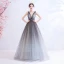 Sexy Silver Grey Evening Dresses  2020 A-Line / Princess Backless V-Neck Sleeveless Sequins Floor-Length / Long Formal Dresses