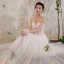 Chic / Beautiful Champagne Wedding Dresses 2018 A-Line / Princess Appliques Pearl Organza Spaghetti Straps Backless Sleeveless Court Train Wedding