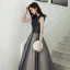 Elegant Navy Blue Prom Dresses 2020 A-Line / Princess V-Neck Beading Star Sequins Sleeveless Backless Floor-Length / Long Formal Dresses
