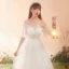 Modest / Simple Ivory Wedding Dresses 2018 A-Line / Princess Appliques Lace Scoop Neck Backless Long Sleeve Floor-Length / Long Wedding