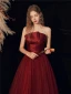 Chic / Belle Bordeaux Robe De Bal 2020 Princesse Bustier Sans Manches Dos Nu Longue Robe De Ceremonie