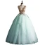 Elegant Mint Green Prom Dresses 2020 Ball Gown V-Neck Sequins Sleeveless Backless Floor-Length / Long Formal Dresses