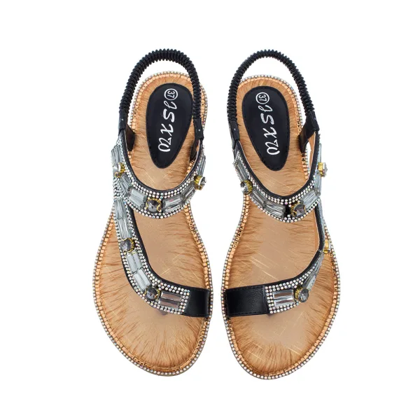 Schöne Sommer Lindgrün Strand Flache Sandalen Damen 2020 Kristall Strass Peeptoes Sandaletten