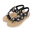 Chic / Beautiful Black Beach Womens Sandals 2020 Rhinestone Pearl Lace Flower Open / Peep Toe Sandals