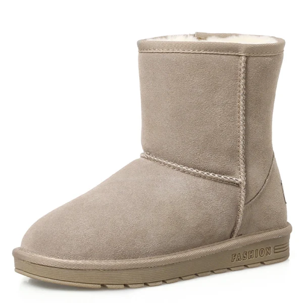 Modest / Simple Womens Boots 2017 Black Leather Mid Calf Suede Casual Winter Flat Snow Boots