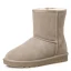 Modest / Simple Womens Boots 2017 Black Leather Mid Calf Suede Casual Winter Flat Snow Boots