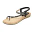 Sjarmerende Sommer Svart Casual Flate Sandaler Dame 2020 Rhinestone Peep Toe Sandaler