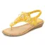 Charmant Jaune Désinvolte Sandales Femme 2020 En Dentelle Fleur Cristal Faux Diamant Perle Peep Toes / Bout Ouvert Plate Sandales