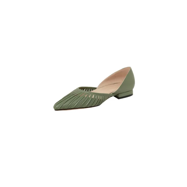 Modest / Simple Black Casual Leather Womens Sandals 2020 Pierced Flat Pointed Toe Sandals