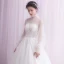 Vintage / Originale Blanche Robe De Mariée 2018 Princesse En Dentelle Perle Bouton recouvert Col Haut Manches Longues Chapel Train Mariage