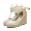 Chic / Belle Noire Vêtement de rue Tresser Sandales Femme 2020 Bride Cheville 10 cm Compensées Plateforme À Bout Rond Sandales
