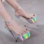 Sexy Silver Cocktail Party Laser Womens Sandals 2020 Rhinestone Ankle Strap 17 cm Stiletto Heels Open / Peep Toe Sandals