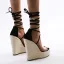Chic / Belle Noire Désinvolte Sandales Femme 2020 Bride Cheville 15 cm Compensées Plateforme Peep Toes / Bout Ouvert Sandales
