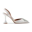 Charmant Ivoire Faux Diamant Slingbacks Chaussure De Mariée 2020 Cuir 8 cm Talons Aiguilles À Bout Pointu Mariage Sandales