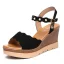 Chic / Beautiful Black Street Wear Womens Sandals 2020 Rhinestone 8 cm Wedges Platform Open / Peep Toe Sandals