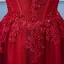 Chic / Beautiful Burgundy Evening Dresses  2018 A-Line / Princess Beading Crystal Tassel Lace Appliques V-Neck Backless Short Sleeve Floor-Length / Long Formal Dresses