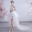 Charmant Haute Basse Blanche Asymétrique Robe De Mariée 2020 Princesse Encolure Carrée Perlage Perle Paillettes En Dentelle Fleur Sans Manches Dos Nu