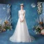 Élégant Ivoire Robe De Mariée 2020 Princesse V-Cou En Dentelle Fleur Sans Manches Dos Nu Train De Balayage
