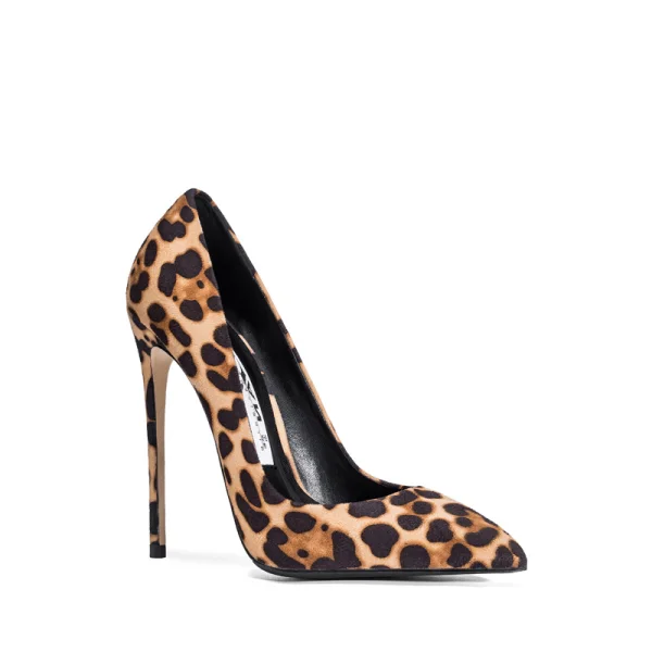 Mode Tan Afton Leopardmönstrad Pumps 2020 12 cm Stilettklackar Spetsiga Pumps