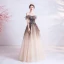 Élégant Chocolat Dégradé De Couleur Robe De Bal 2020 Princesse De l'épaule Perlage Paillettes Manches Courtes Dos Nu Longue Robe De Ceremonie