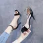 Sexy Noire Cocktail Cuir Verni Sandales Femme 2020 Bride Cheville 9 cm Talons Aiguilles Peep Toes / Bout Ouvert Sandales