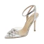 Sexy Transparent Silber Freizeit Sandalen Damen 2020 Strass Knöchelriemen 10 cm Stilettos Spitzschuh Sandaletten