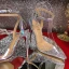 Sexy Silver Cocktail Party Laser Womens Sandals 2020 10 cm Stiletto Heels Rhinestone Ankle Strap Pointed Toe Sandals