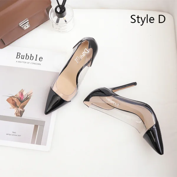 Schöne Schwarz Büro OL Pumps 2020 10 cm Stilettos Lackleder Spitzschuh Pumps