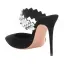 Chic / Belle Noire Vêtement de rue Faux Diamant Sandales Femme 2020 Daim 10 cm Talons Aiguilles À Bout Pointu Sandales
