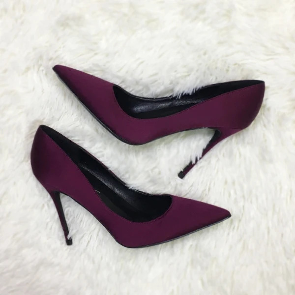 Elegant Black Cocktail Party Leather Satin Pumps 2020 10 cm Stiletto Heels Pointed Toe Pumps