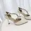 Fashion Black Street Wear Womens Sandals 2020 Rhinestone X-Strap 8 cm Stiletto Heels Pointed Toe Sandals