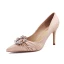 Elegant Champagne Rhinestone Wedding Shoes 2020 Leather 10 cm Stiletto Heels Pointed Toe Wedding Pumps